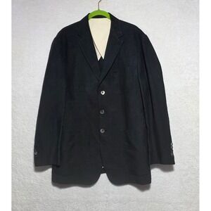 Crittenden Men's Black Silk Linen 3-Button Blazer Sport Coat Size ML (44R)